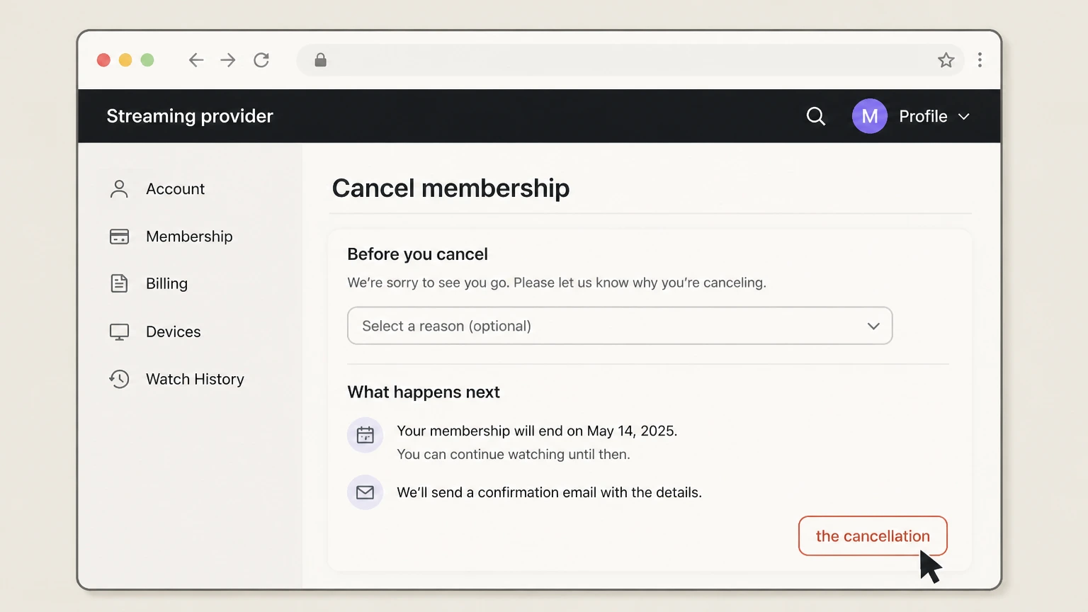 Disney+ web cancellation: Confirm the cancellation