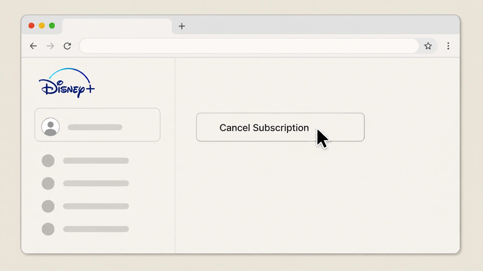Disney+ cancel on the provider website: Choose Cancel Subscription