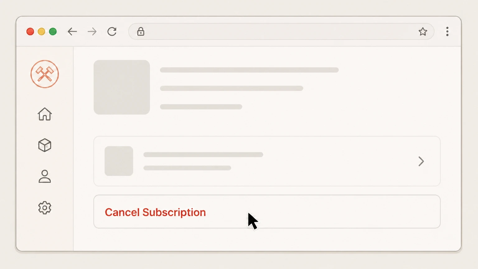 Dollar Shave Club Website account (Dollar Shave Club) cancellation: Select Cancel Subscription for that item