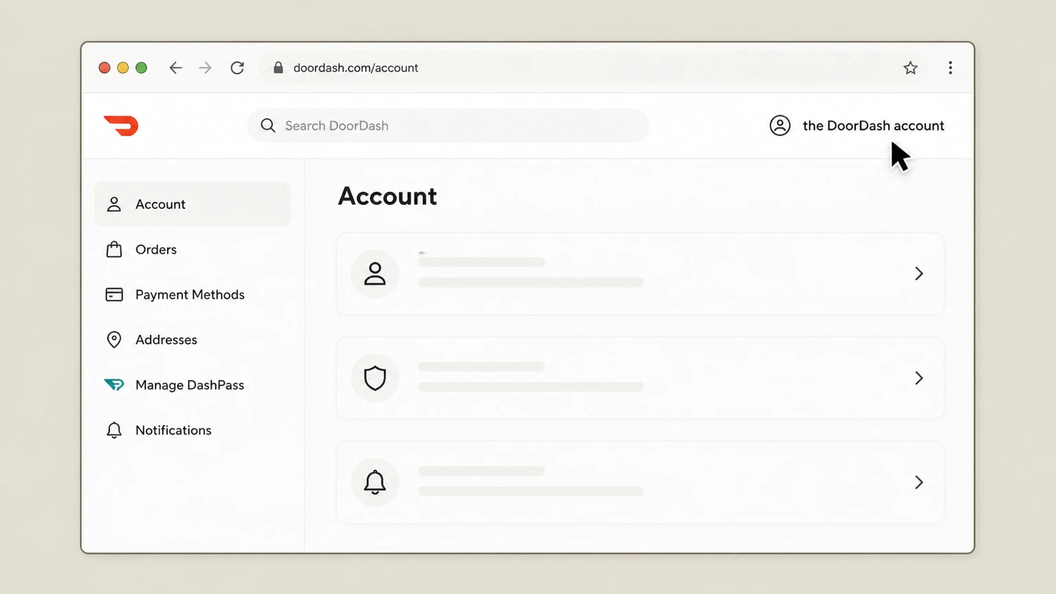 DashPass web cancellation: Open the DoorDash account