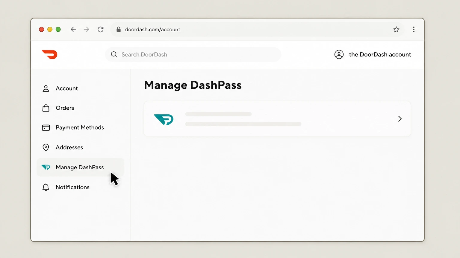 DashPass web cancellation: Open Manage DashPass