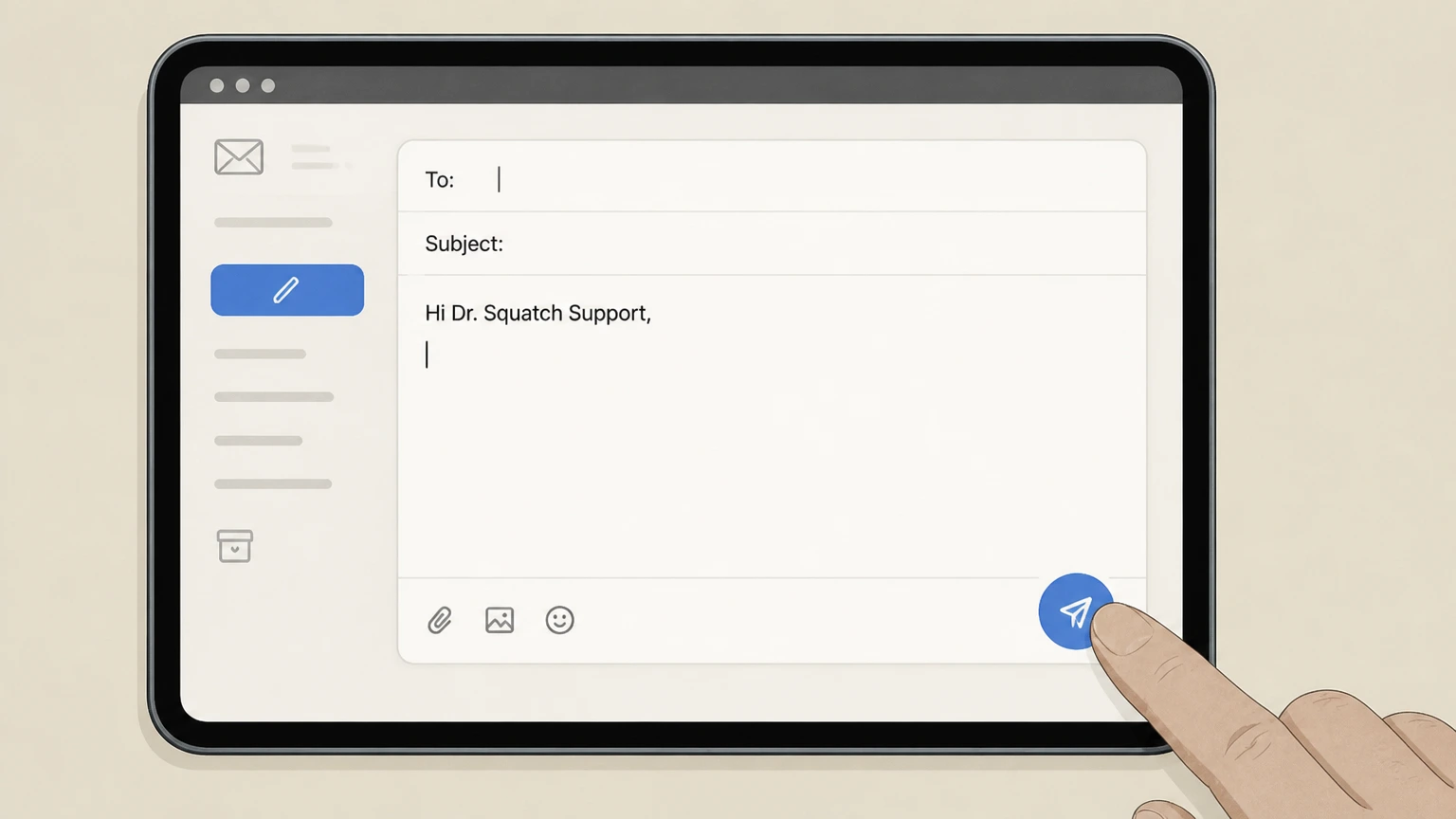 Dr. Squatch Email Dr. Squatch support cancellation: Compose an email to Dr. Squatch support