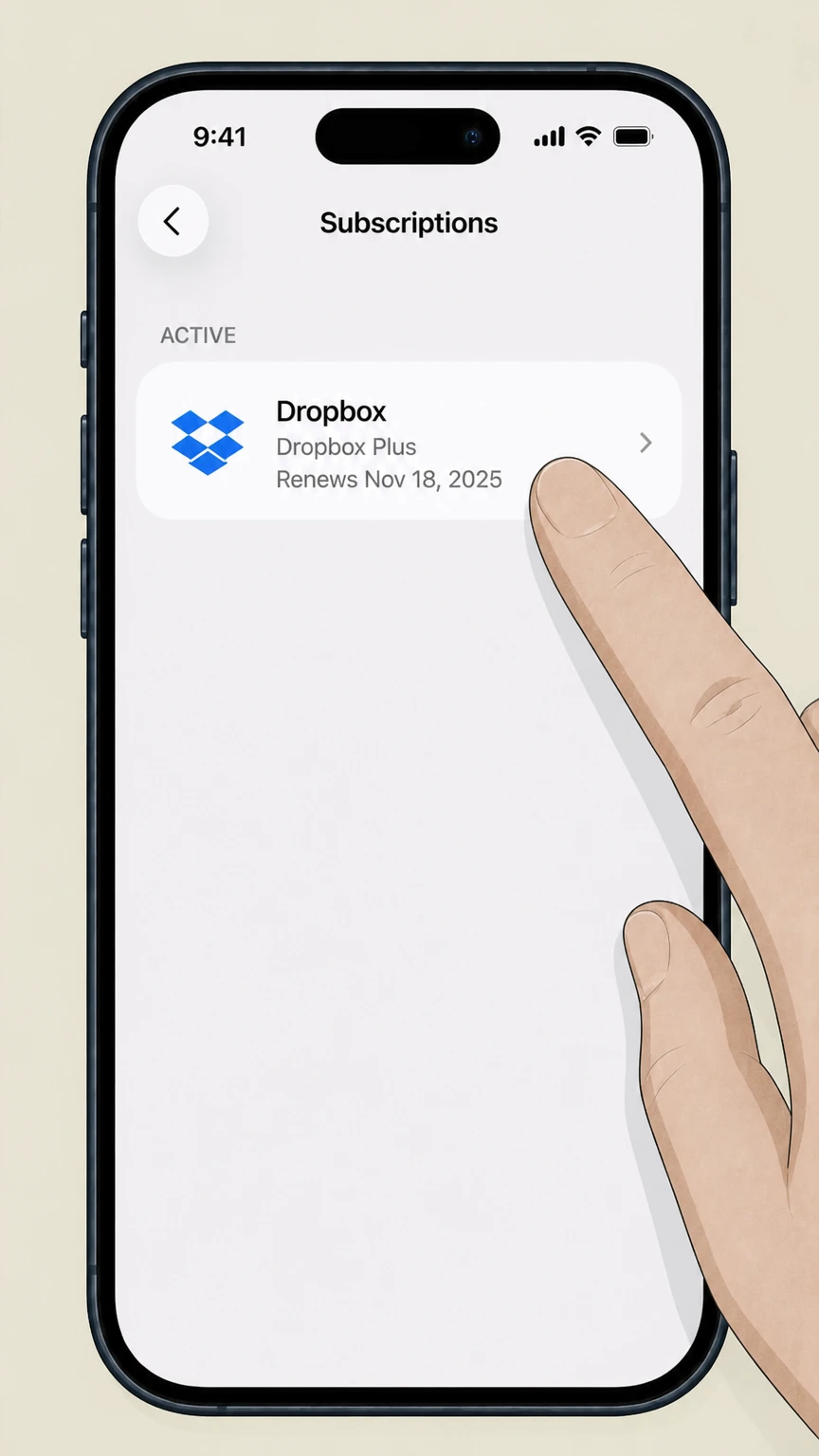 Dropbox app-store cancellation: Choose the provider