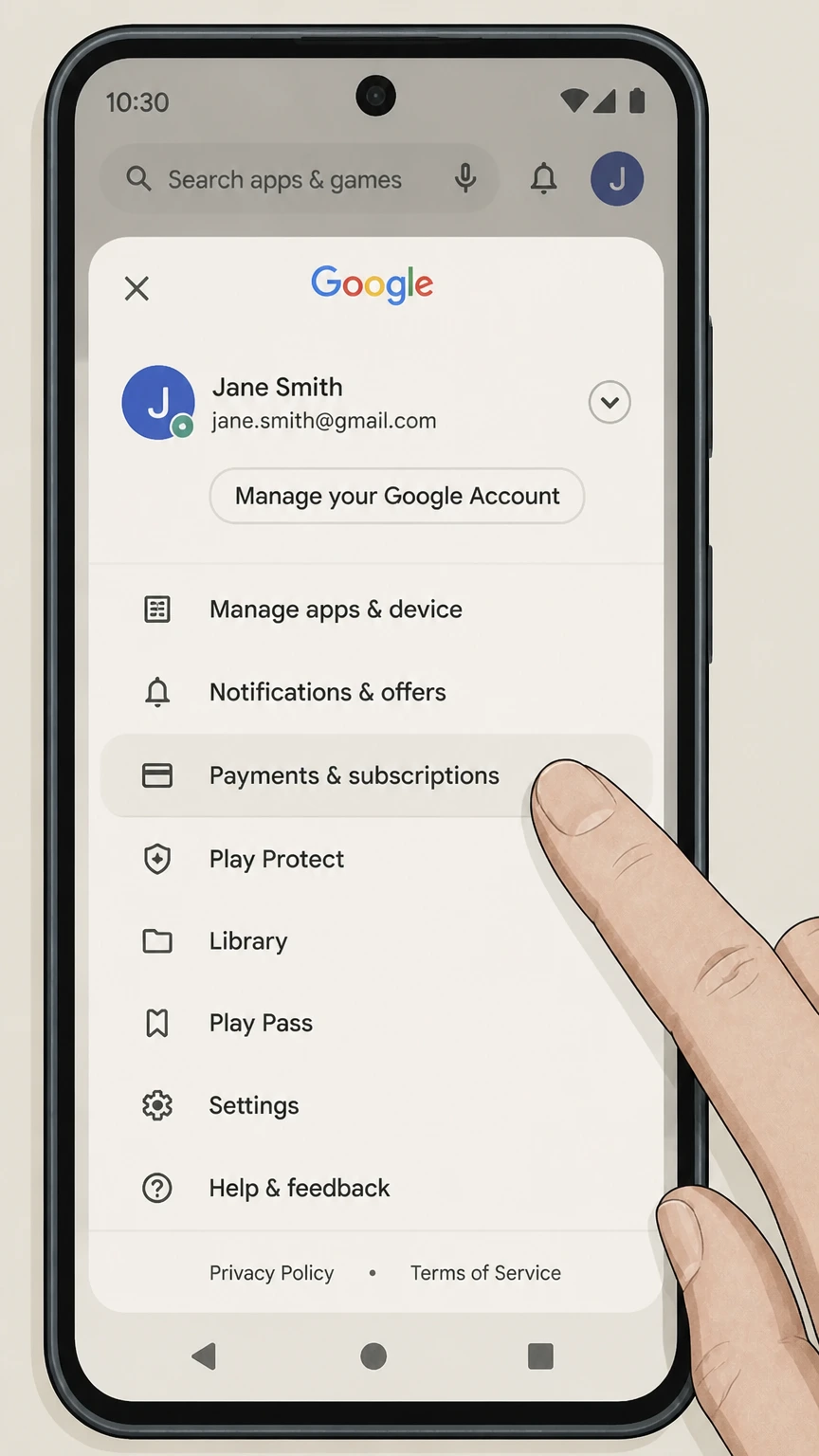 Dropbox google-play cancellation: Open Payments & subscriptions