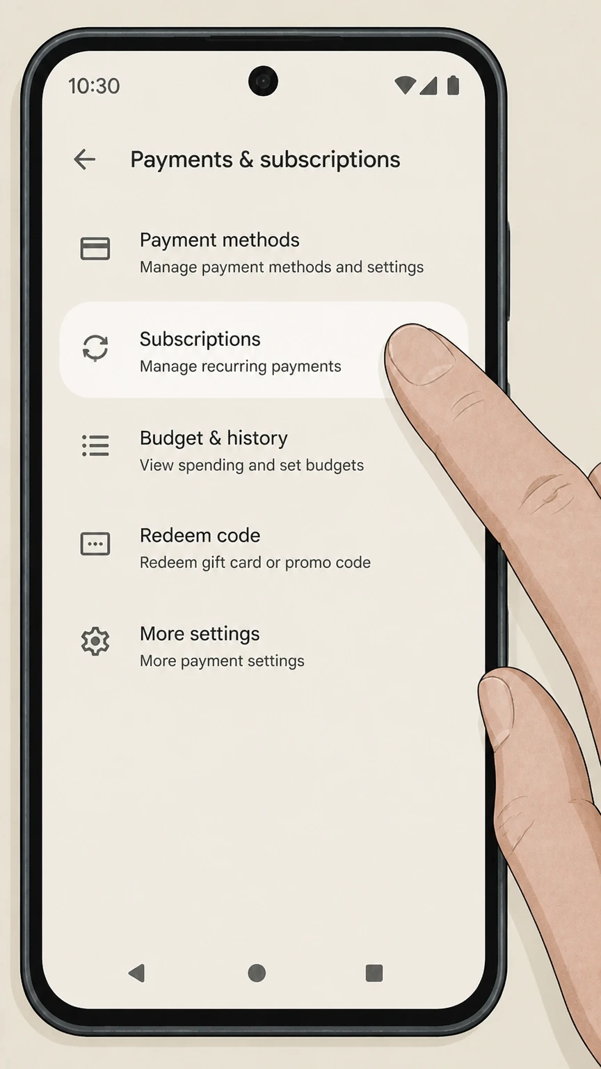 Dropbox google-play cancellation: Open Subscriptions