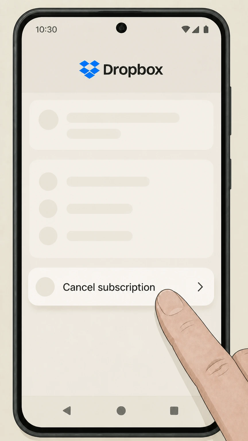 Dropbox cancel a google play subscription: Choose Cancel subscription