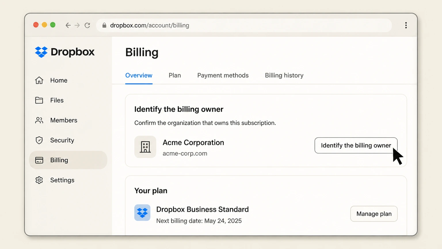 Dropbox organization cancellation: Identify the billing owner