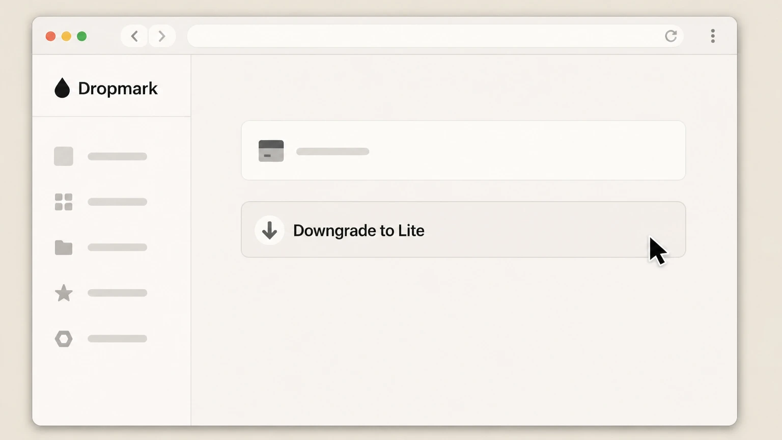 Dropmark Dropmark website: Choose Downgrade to Lite