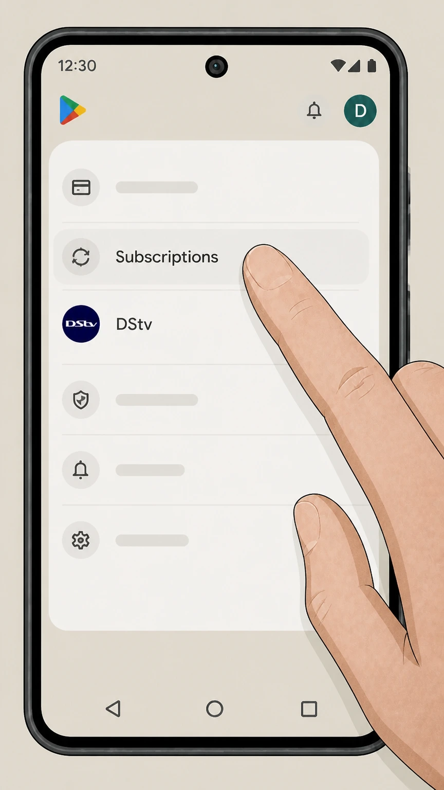 DStv Google Play-billed subscription: Open Subscriptions