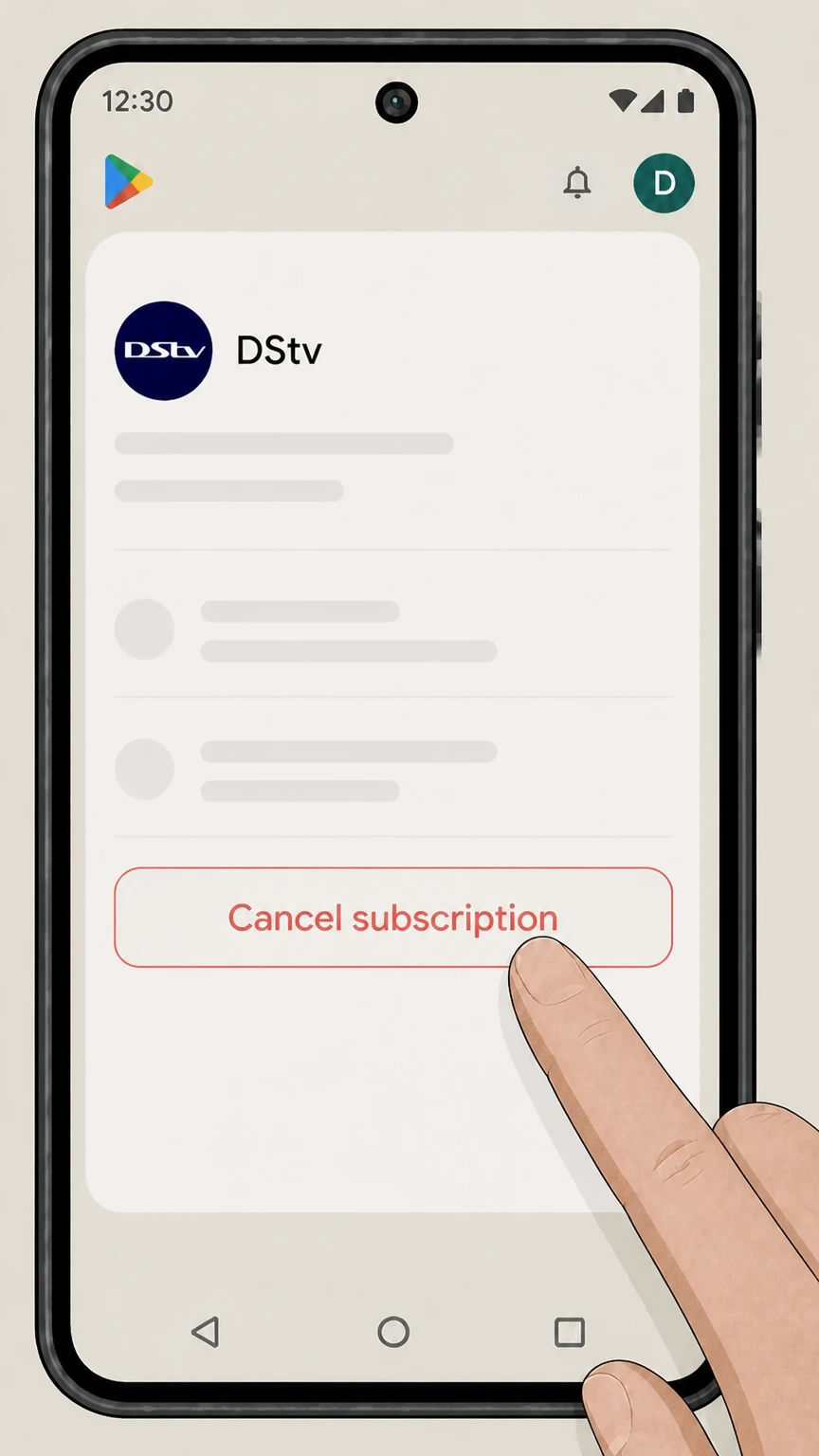 DStv Google Play-billed subscription: Cancel the subscription