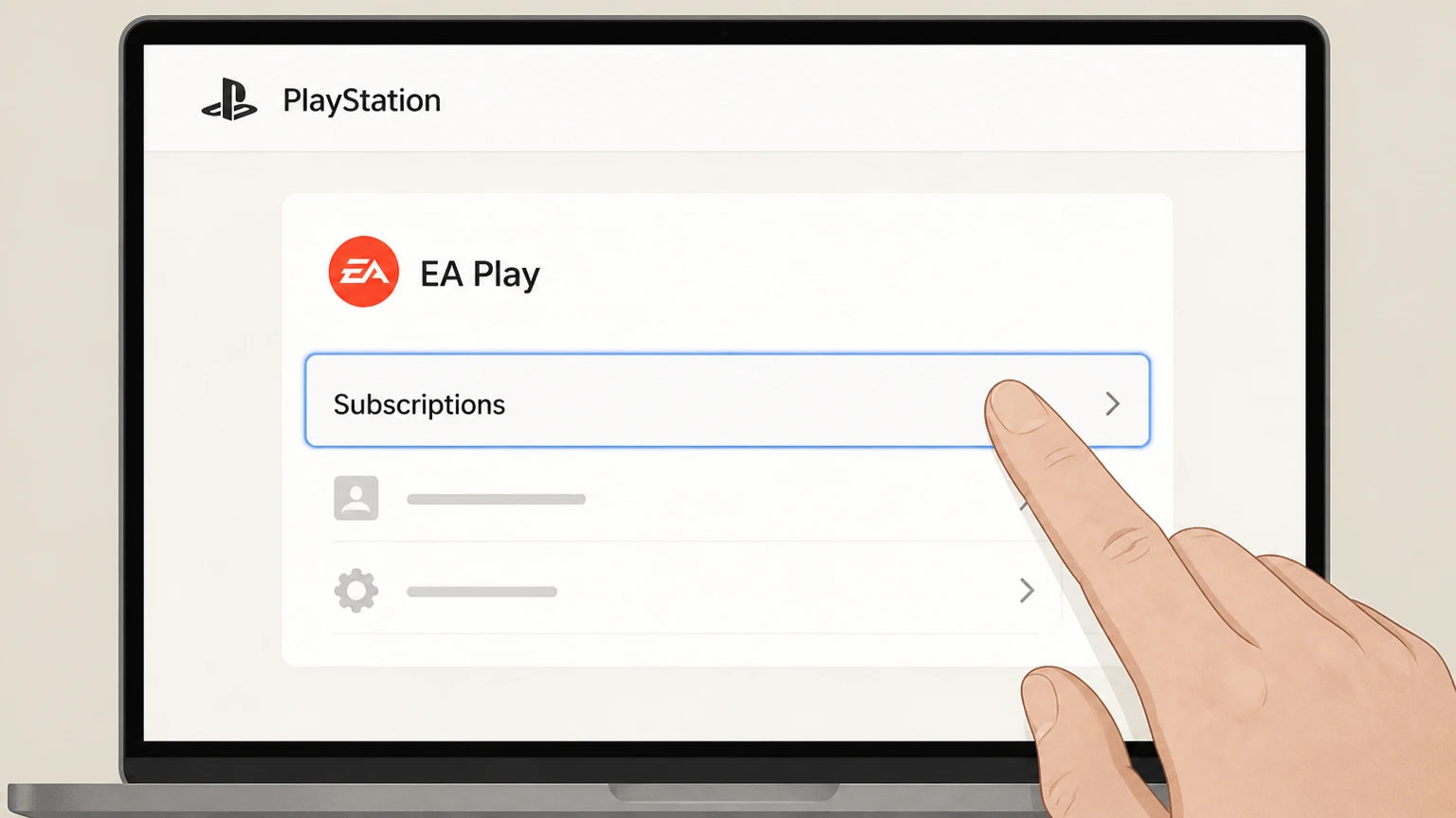 EA Play cancel ea play through playstation: Open the platform subscription settings