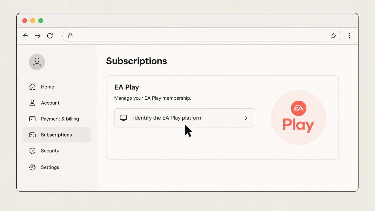 EA Play web cancellation: Identify the EA Play platform
