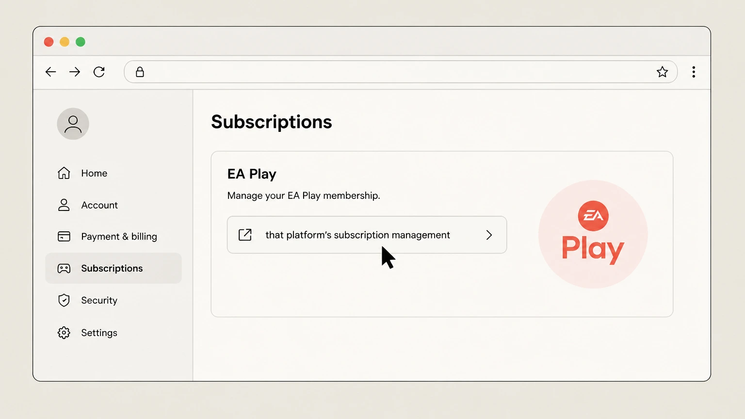 EA Play web cancellation: Open that platform’s subscription management