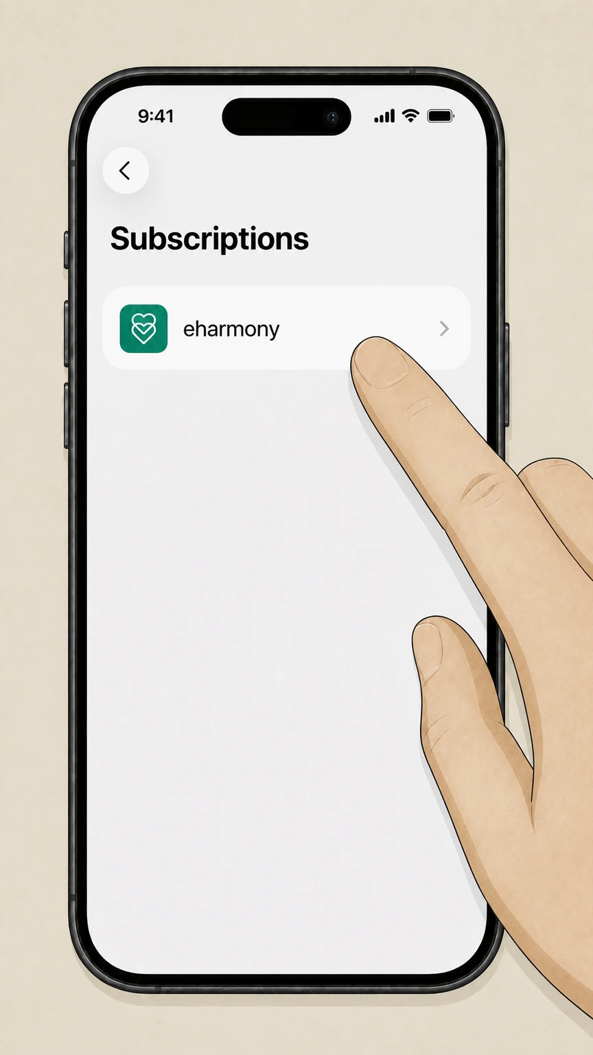 eharmony iPhone or iPad (Apple in‑app purchase) cancellation: Select eharmony