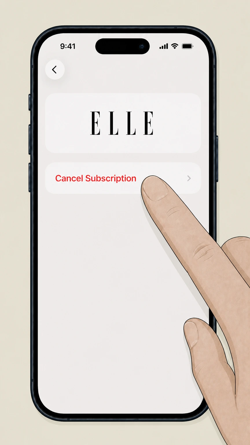 ELLE Apple App Store (ELLE Magazine US app) cancellation: Cancel the subscription