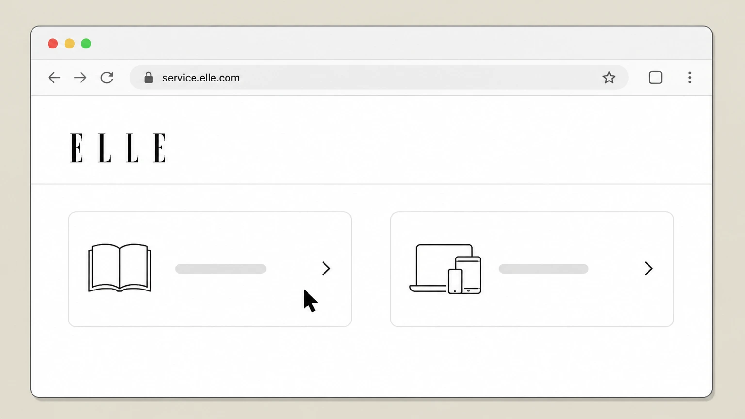 ELLE ELLE customer care portal (direct billing) cancellation: Open the ELLE customer care site