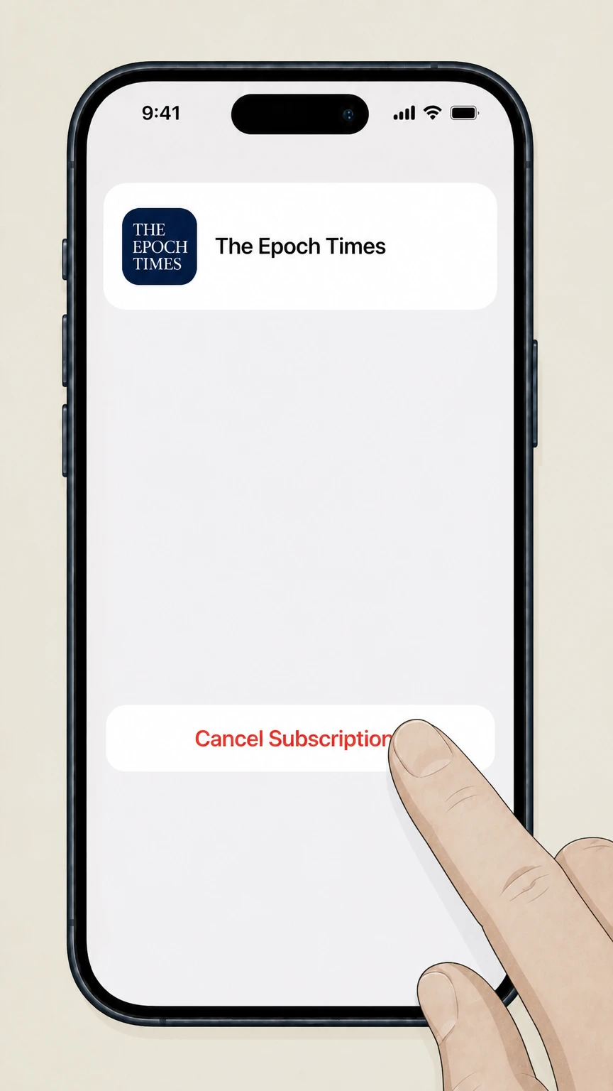 The Epoch Times Apple App Store (iOS in‑app purchase) cancellation: Cancel the subscription