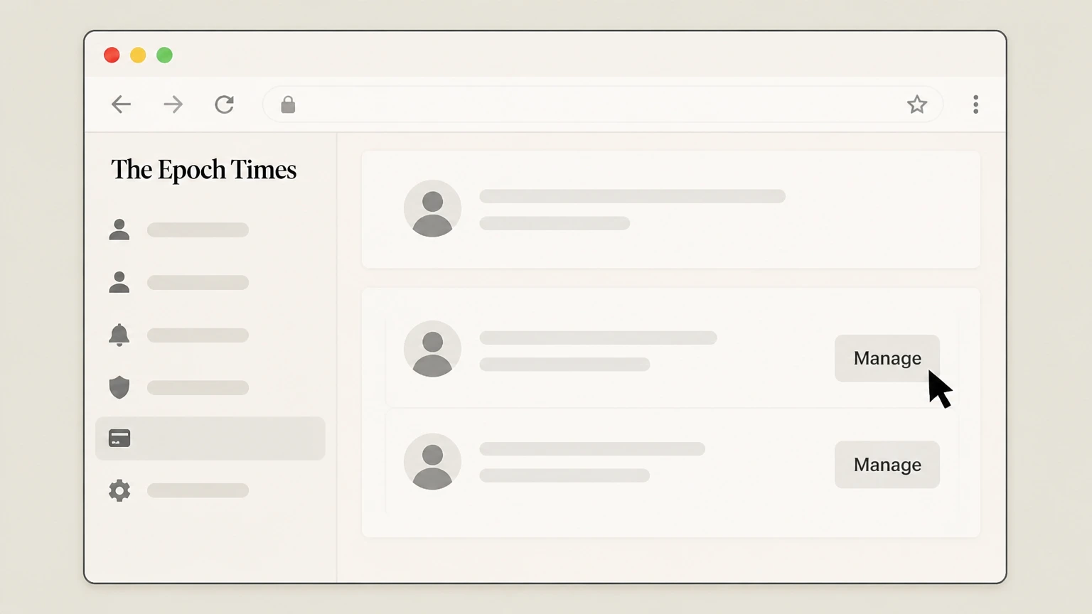 The Epoch Times Website customer portal (direct billing) cancellation: Manage the correct subscription