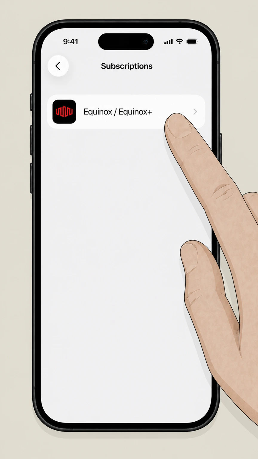 Equinox Apple iOS (Equinox+ via Apple) cancellation: Select Equinox or Equinox+