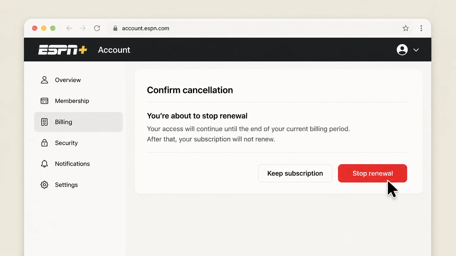 ESPN bundle-partner cancellation: Stop renewal