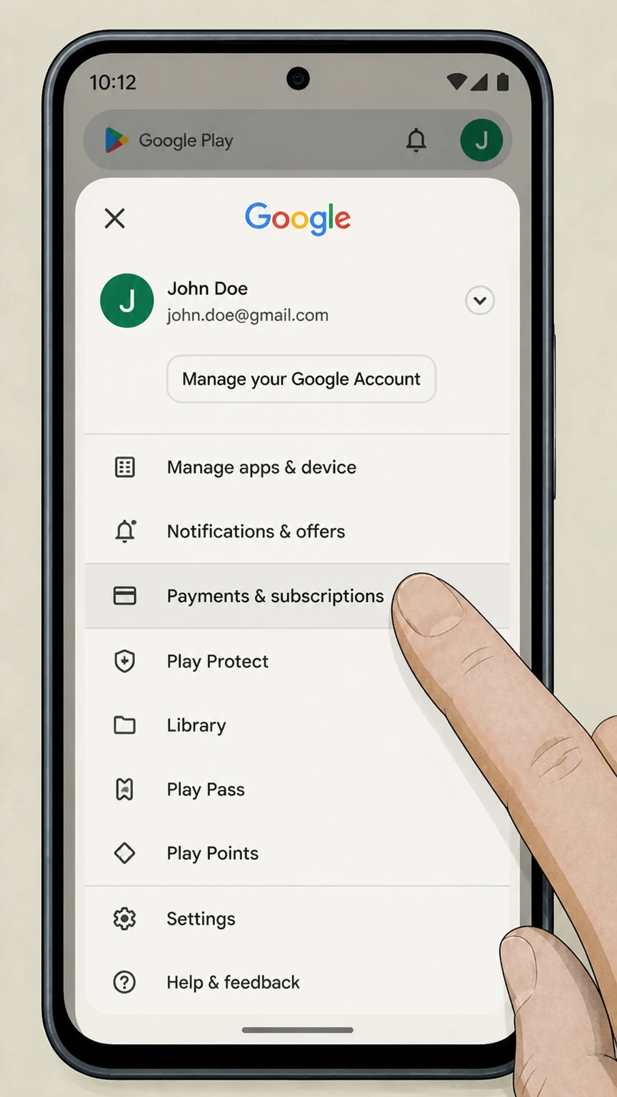 ESPN google-play cancellation: Open Payments & subscriptions