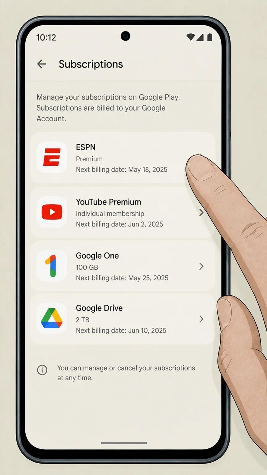 ESPN google-play cancellation: Choose ESPN