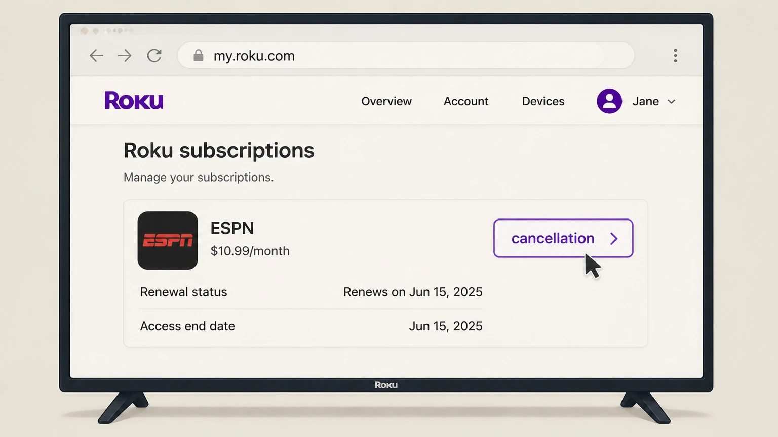 ESPN roku cancellation: Confirm cancellation