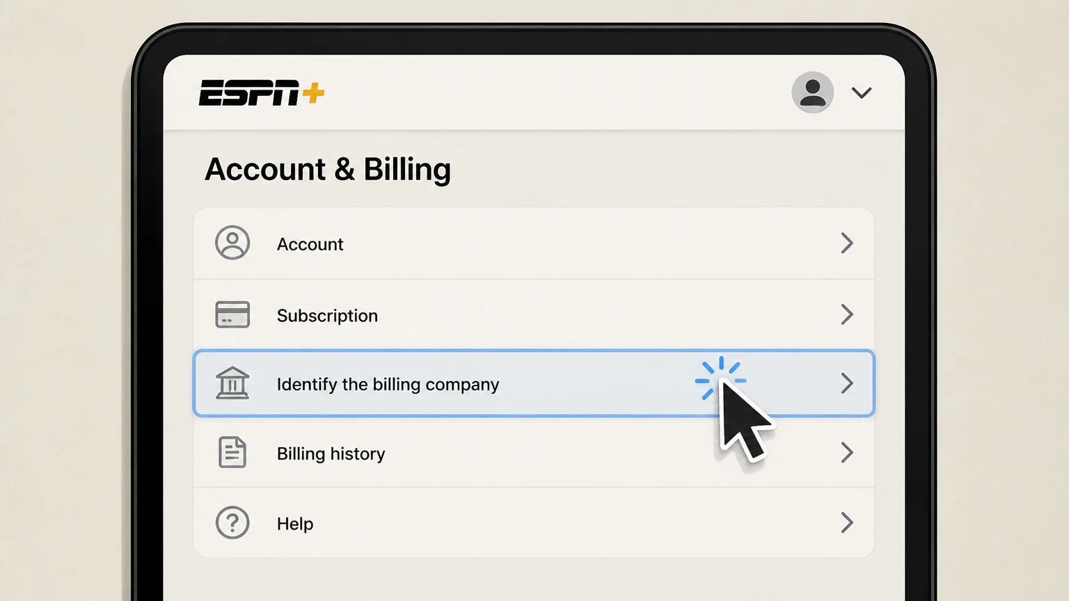 ESPN tv-provider cancellation: Identify the billing company