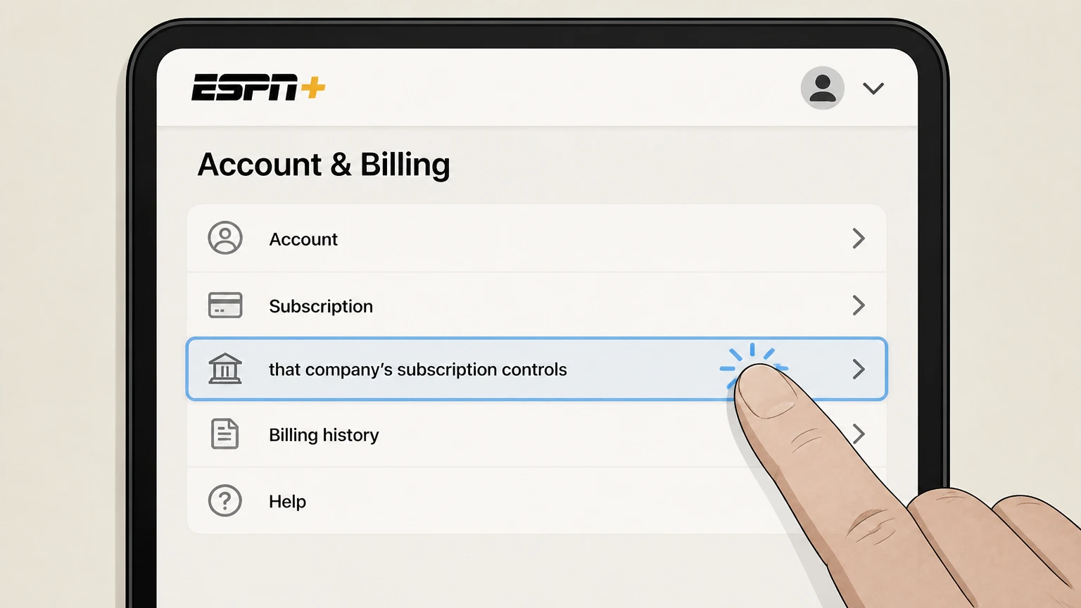 ESPN tv-provider cancellation: Open that company’s subscription controls