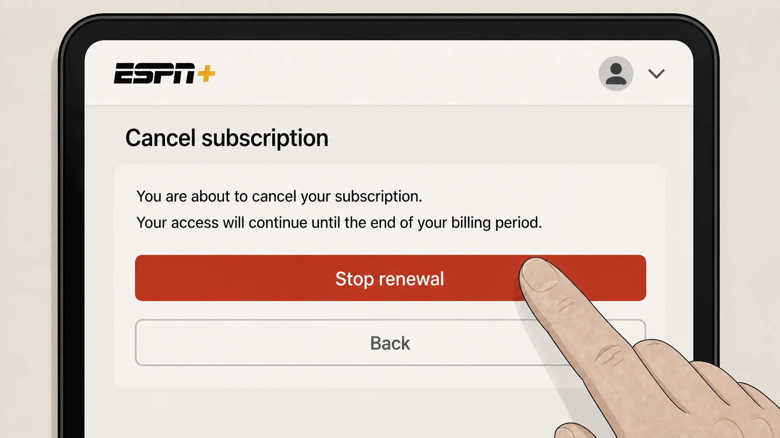 ESPN tv-provider cancellation: Stop renewal