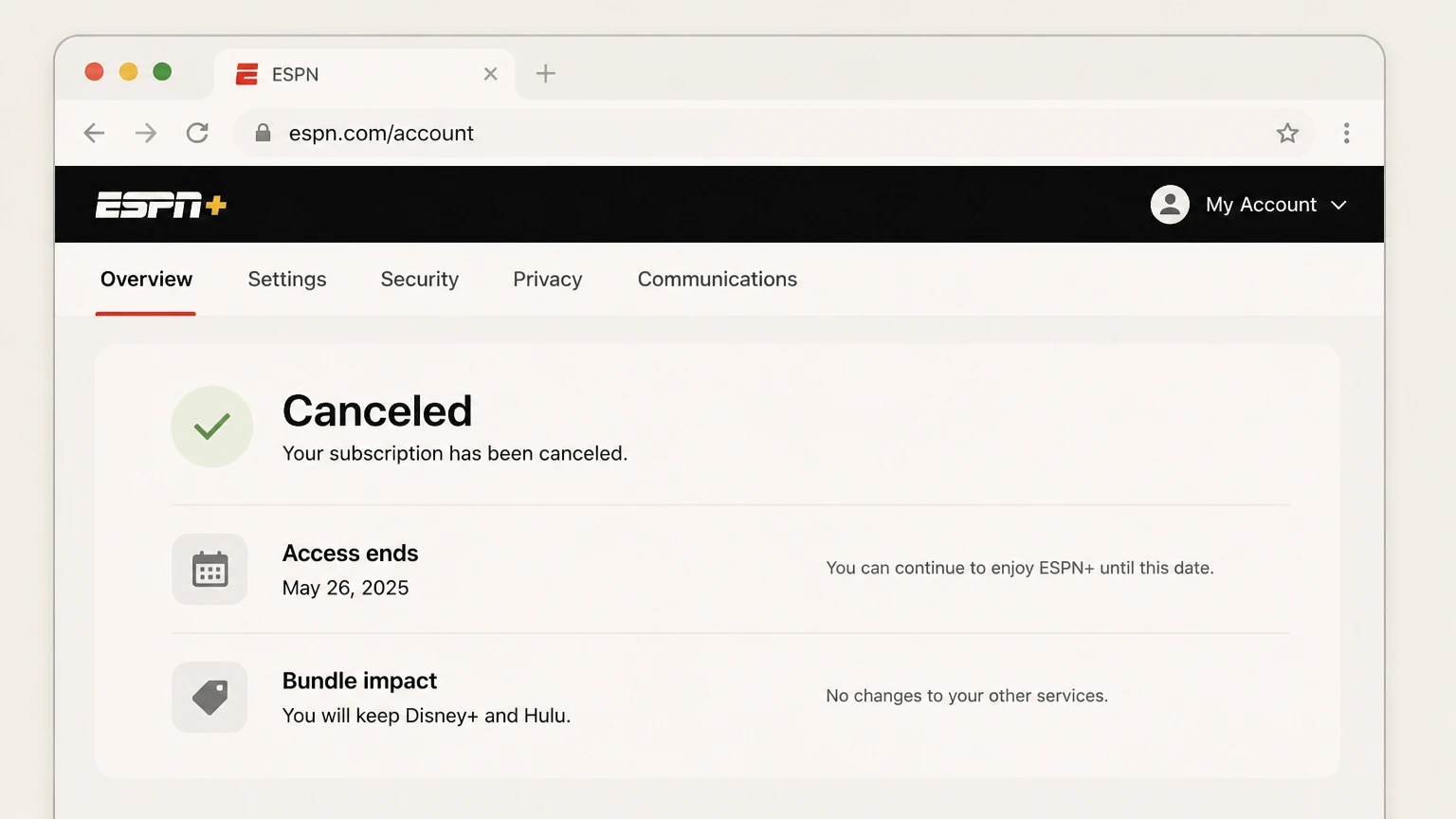 ESPN web cancellation: Verify the expiration date