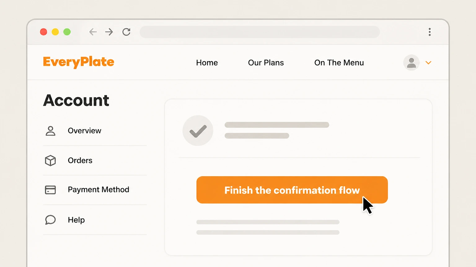 EveryPlate web cancellation: Finish the confirmation flow