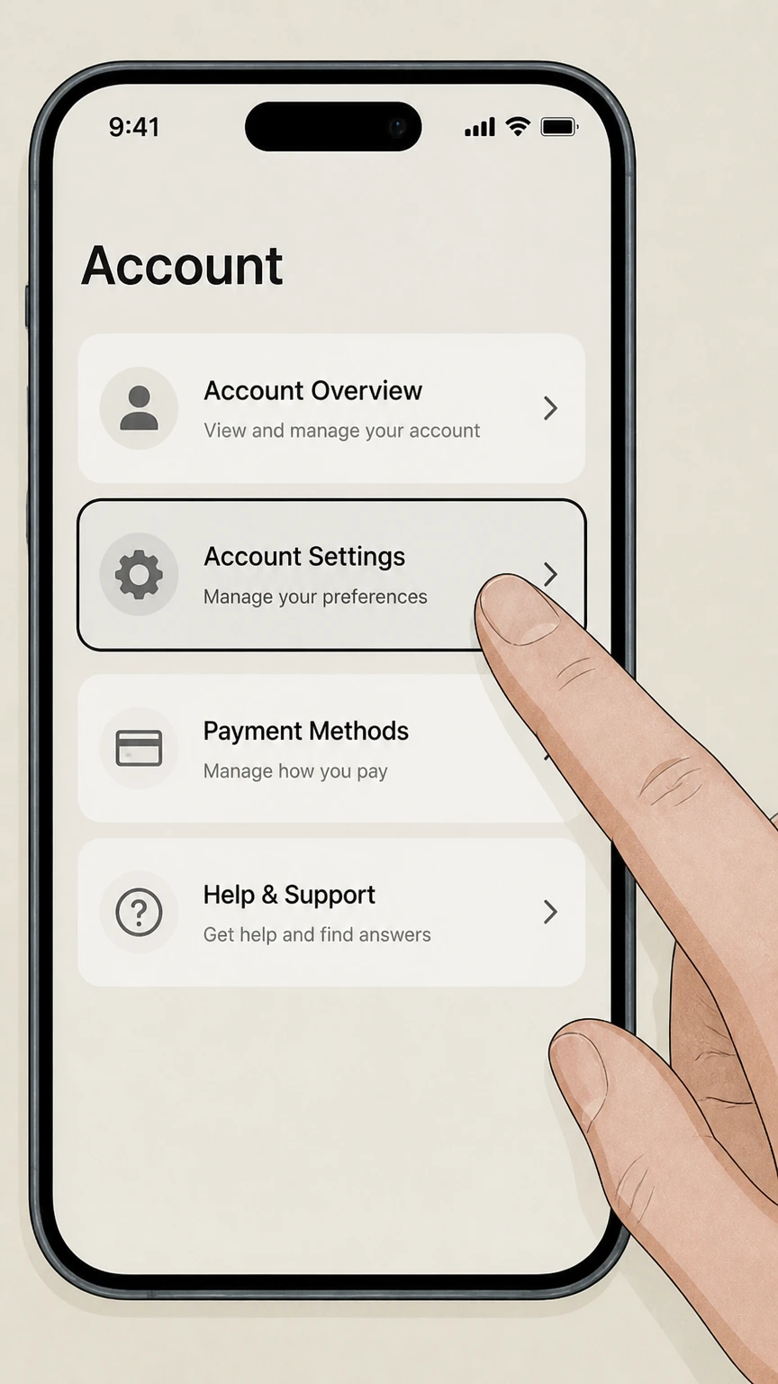 Factor mobile-app cancellation: Open the mobile app and Account Settings