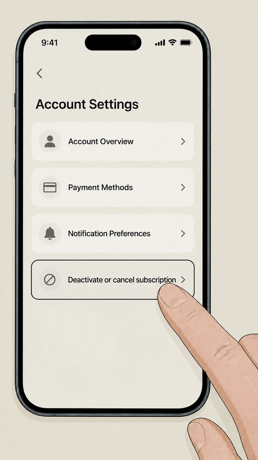 Factor mobile-app cancellation: Choose Deactivate or cancel subscription