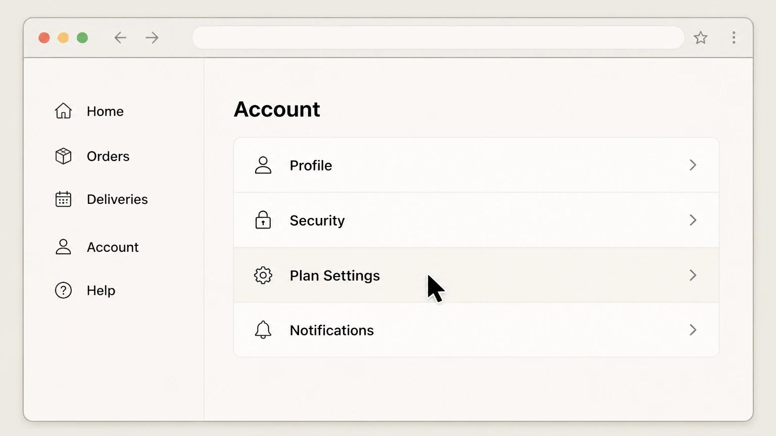 Factor web cancellation: Open Plan Settings