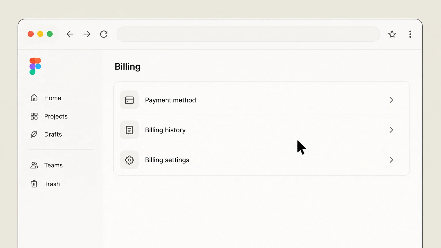 Figma web cancellation: Open Billing