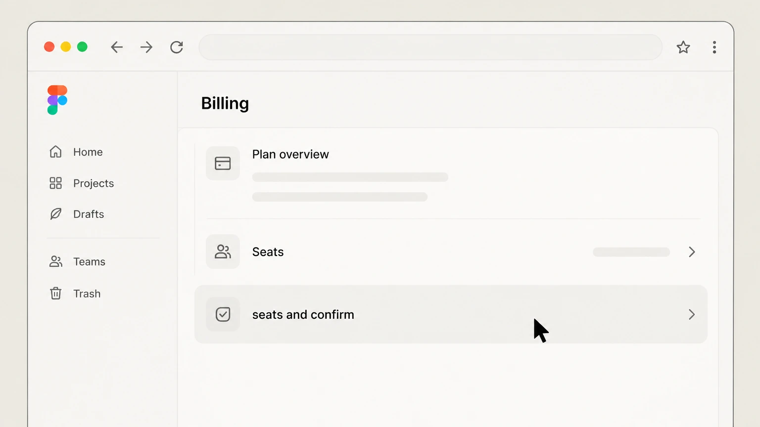 Figma web cancellation: Review seats and confirm