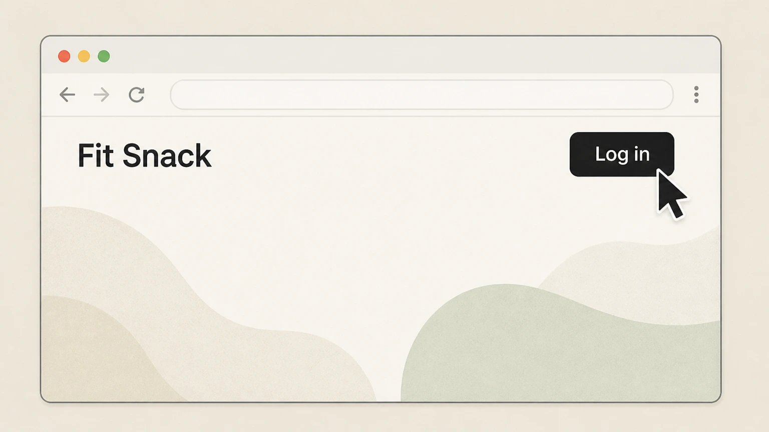 Editorial illustration for Open the Fit Snack site and choose “Log in” in the Website (fitsnack.com) cancellation route for Fit Snack