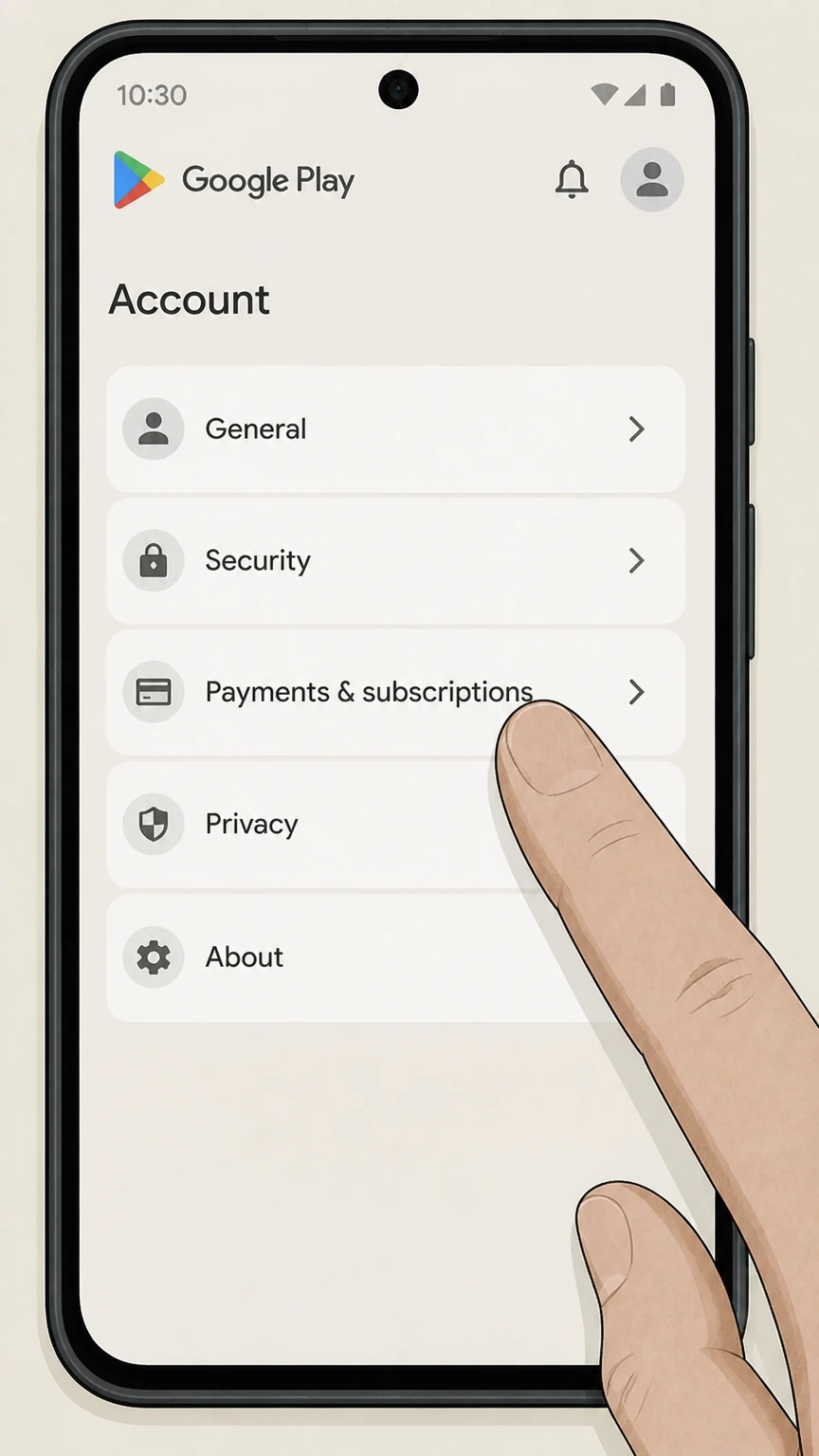 Flo Premium google-play cancellation: Open Payments & subscriptions