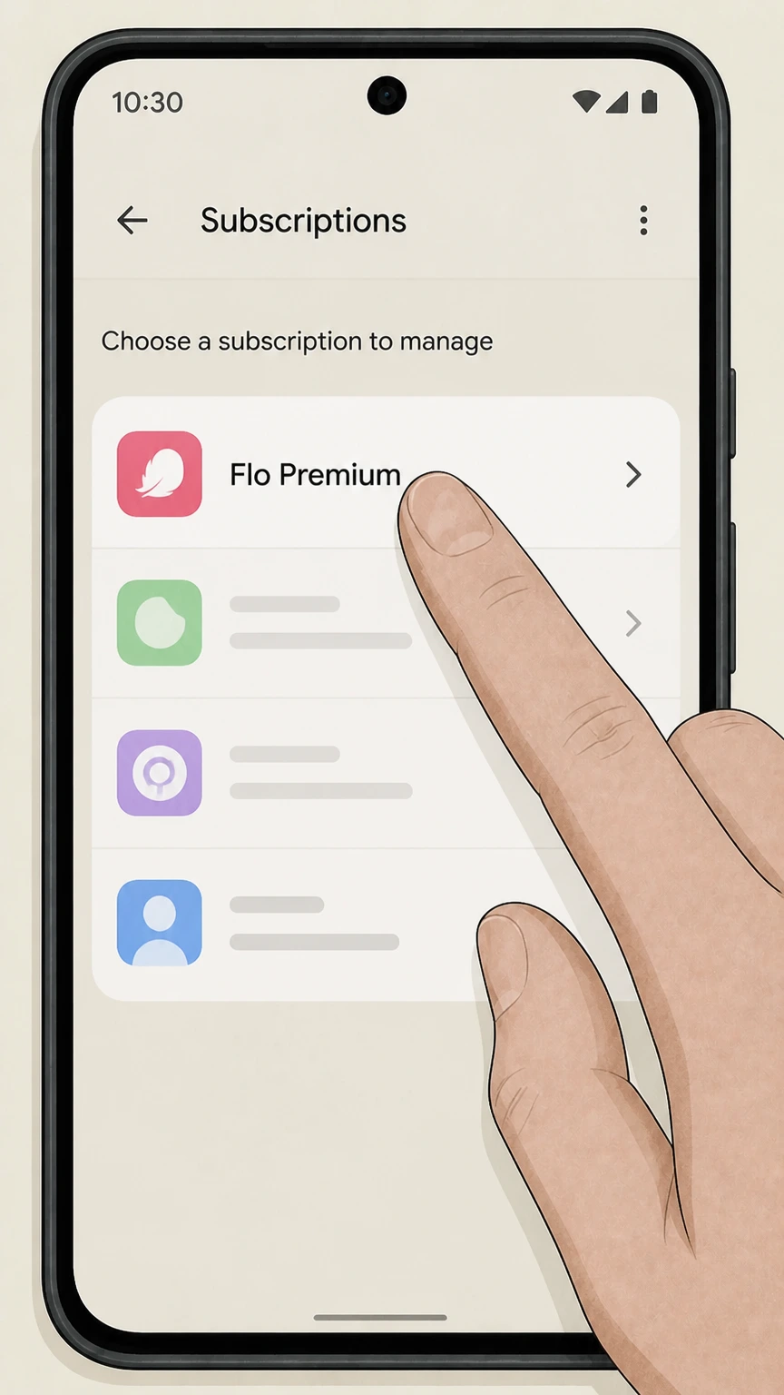 Flo Premium google-play cancellation: Choose Flo Premium