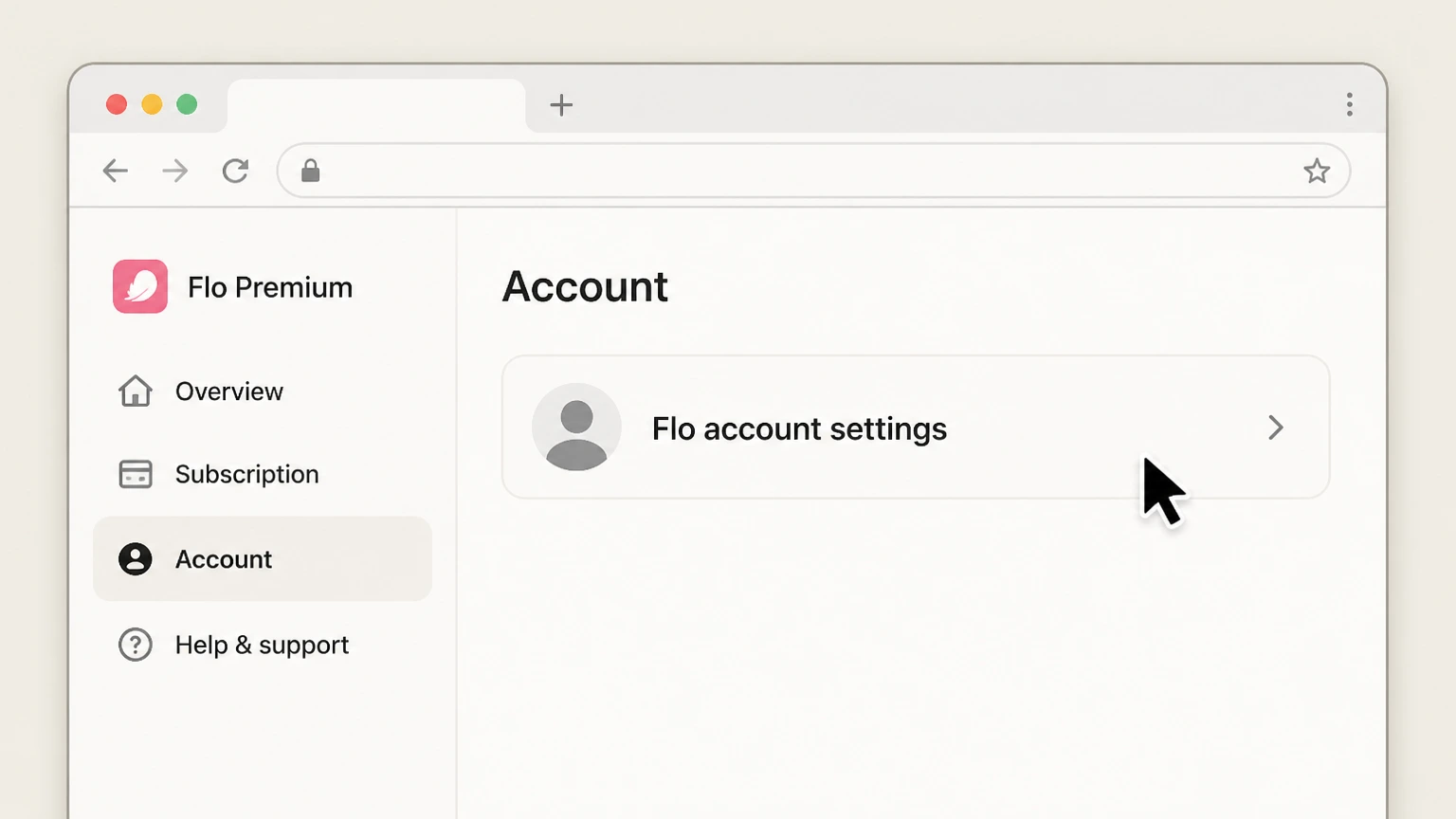 Flo Premium web cancellation: Open Flo account settings