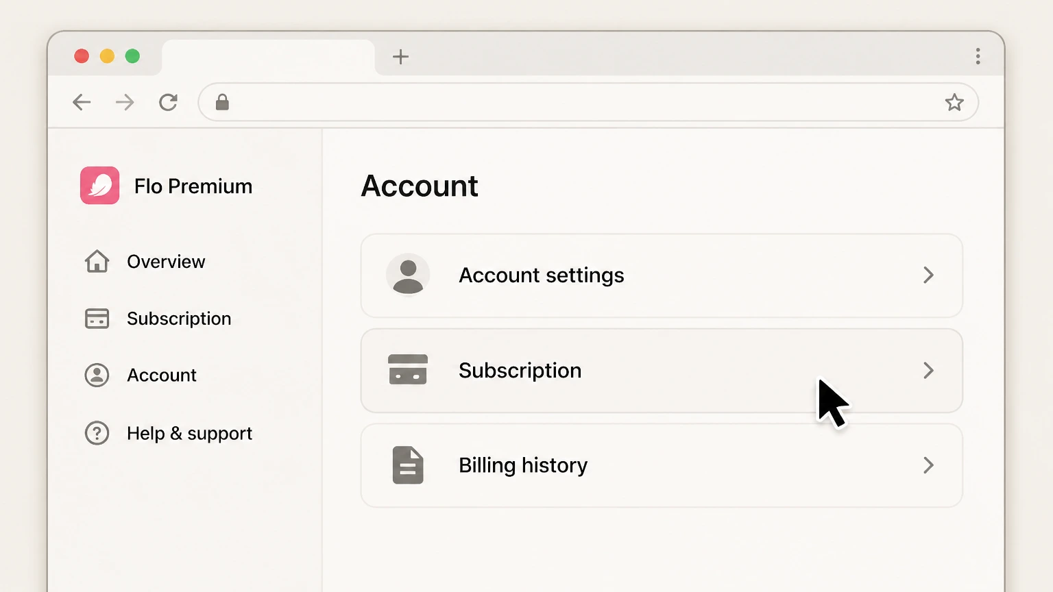 Flo Premium web cancellation: Open Subscription