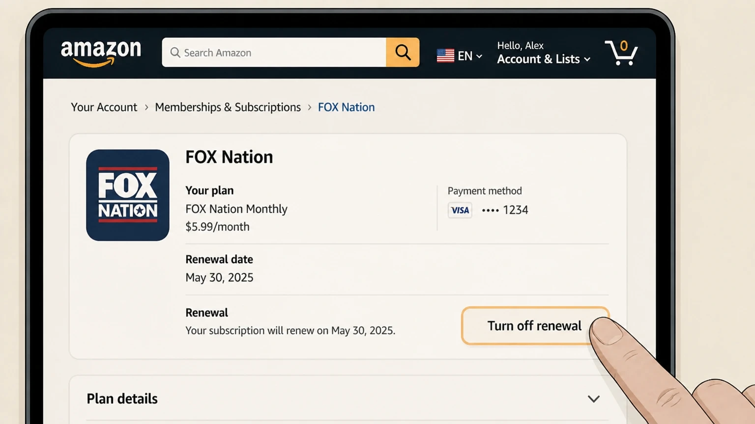 FOX Nation amazon cancellation: Turn off renewal