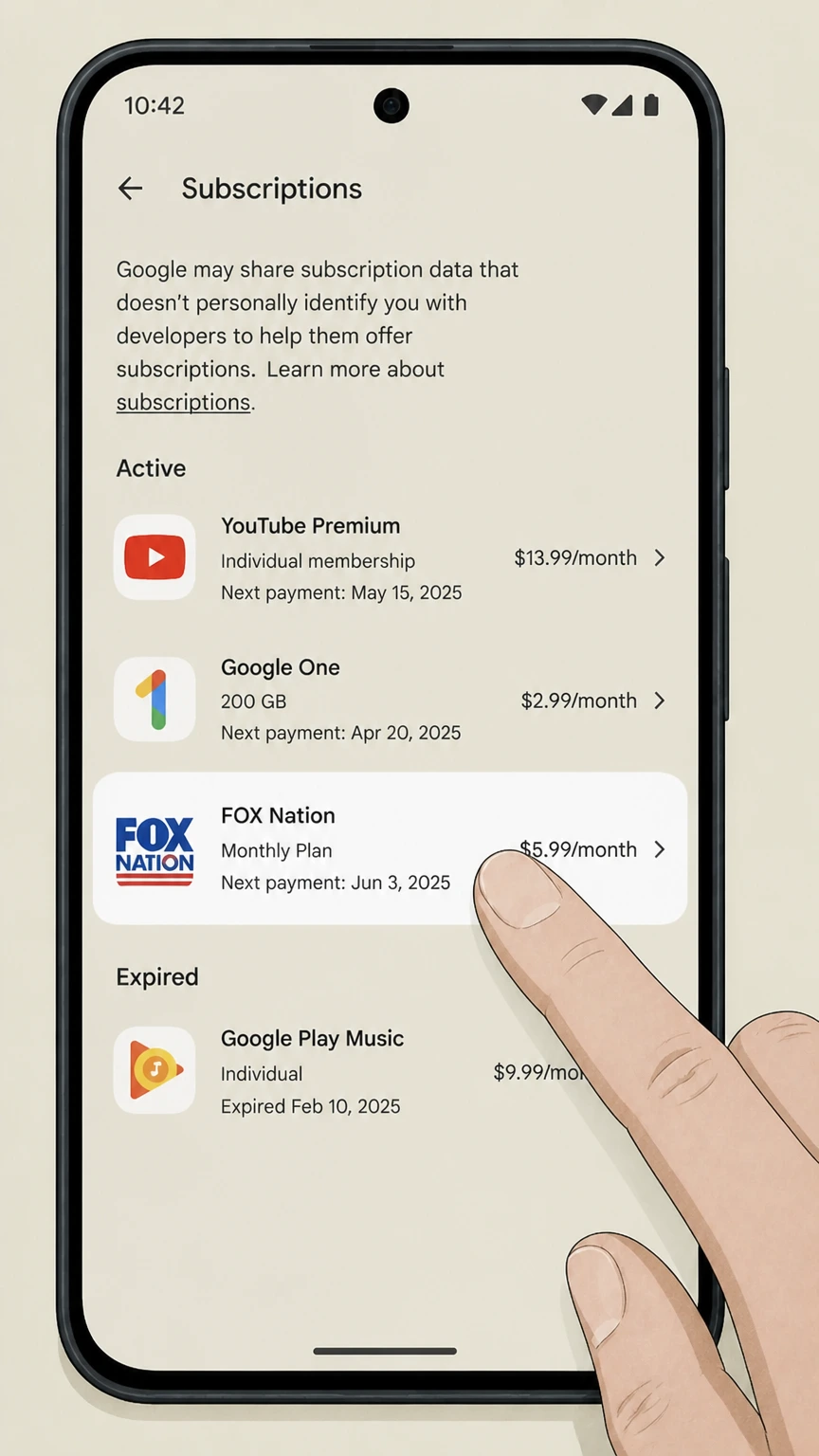 FOX Nation google-play cancellation: Choose FOX Nation