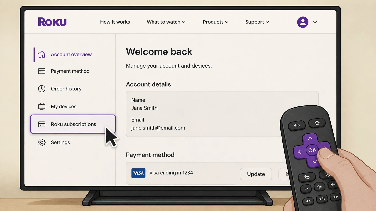 FOX Nation roku cancellation: Open Roku subscriptions