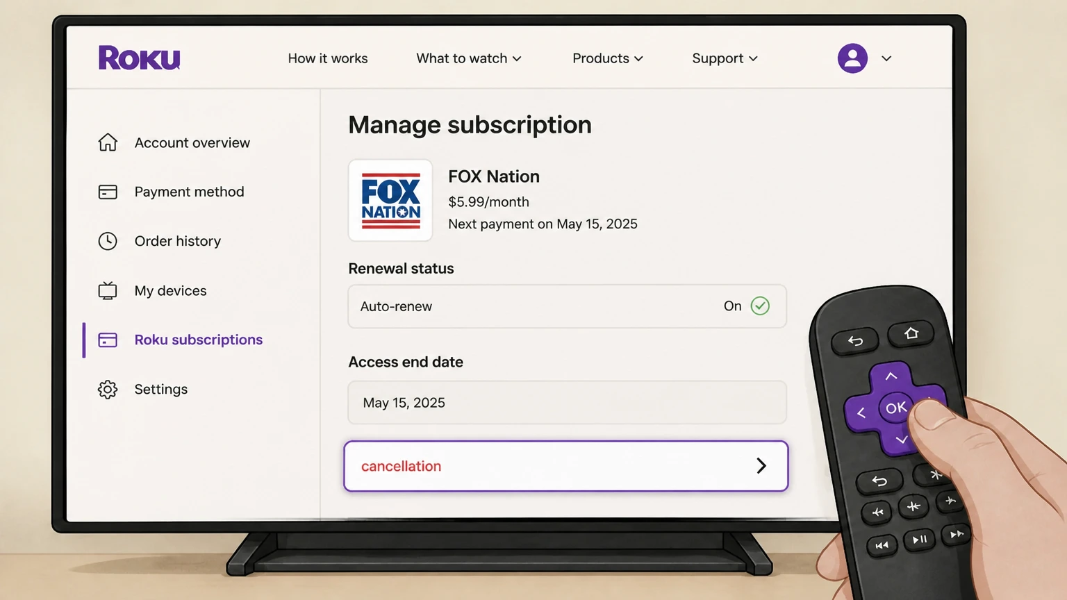 FOX Nation roku cancellation: Confirm cancellation