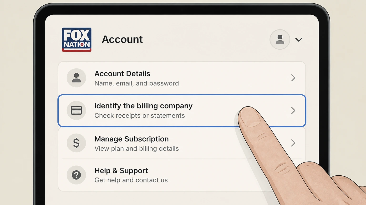 FOX Nation tv-provider cancellation: Identify the billing company