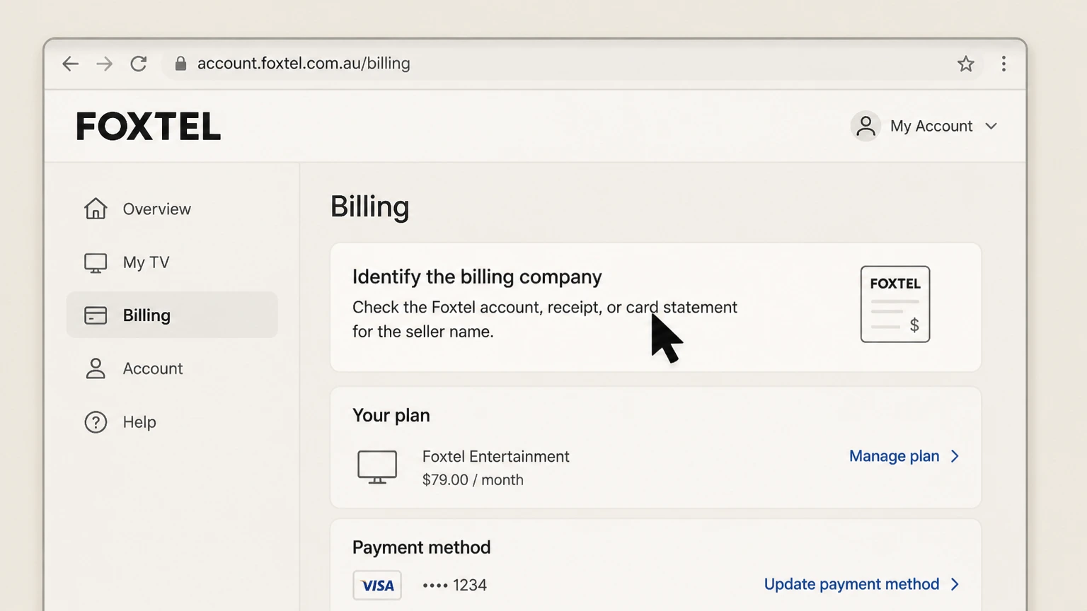 Foxtel billing-partner cancellation: Identify the billing company