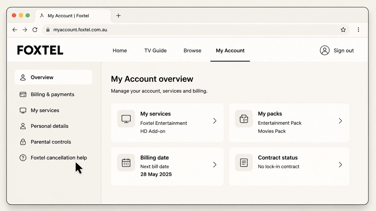 Foxtel web cancellation: Open Foxtel cancellation help