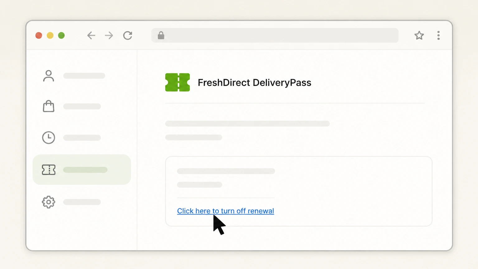 FreshDirect DeliveryPass FreshDirect account: Turn off renewal